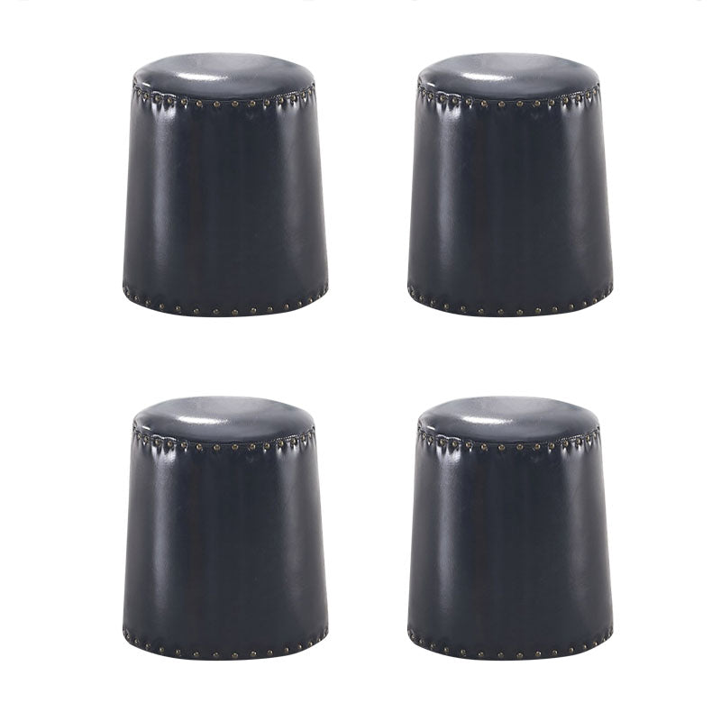 Leather Yellow Pouf Modern Stain Resistant Round Indoor Pouf