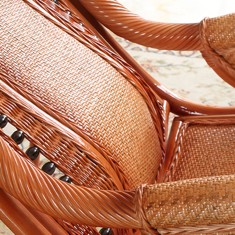 Traditional Rocking Chair Solid Wood Wicker Detail Recliner Chair for Living Room