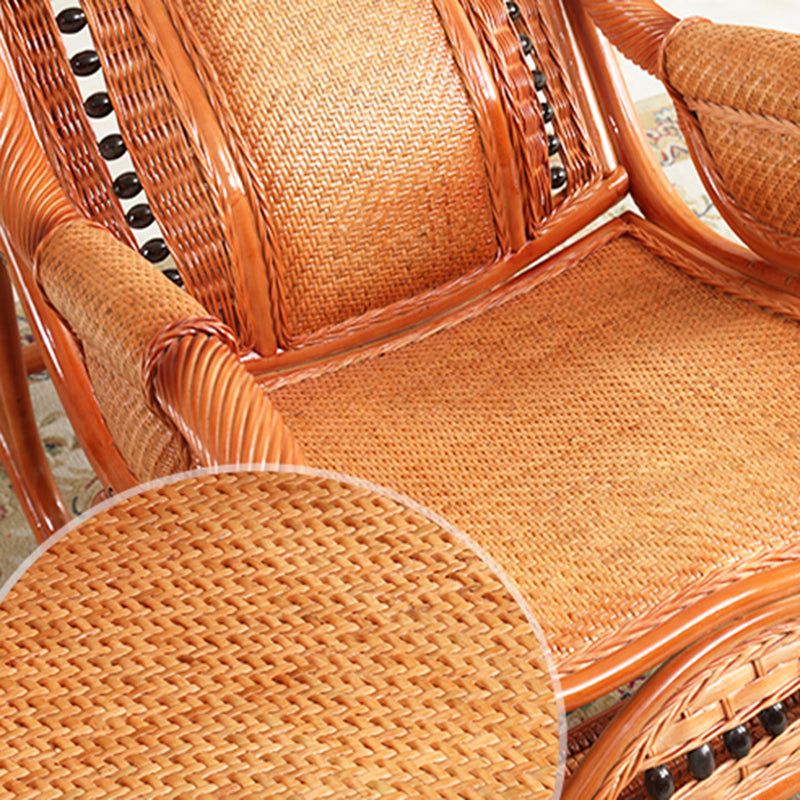 Traditional Rocking Chair Solid Wood Wicker Detail Recliner Chair for Living Room