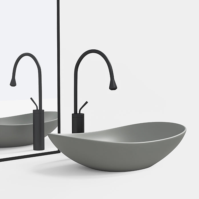 Contemporary Bathroom Sink Porcelain Oval-Shape Vessel Lavatory Sink with Pop-Up Drain
