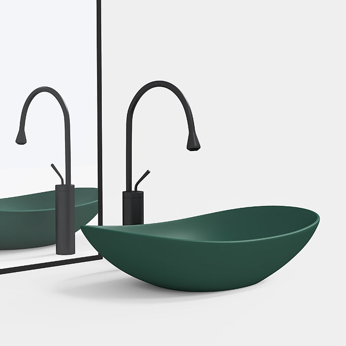 Contemporary Bathroom Sink Porcelain Oval-Shape Vessel Lavatory Sink with Pop-Up Drain