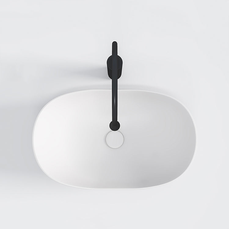 Contemporary Bathroom Sink Porcelain Oval-Shape Vessel Lavatory Sink with Pop-Up Drain
