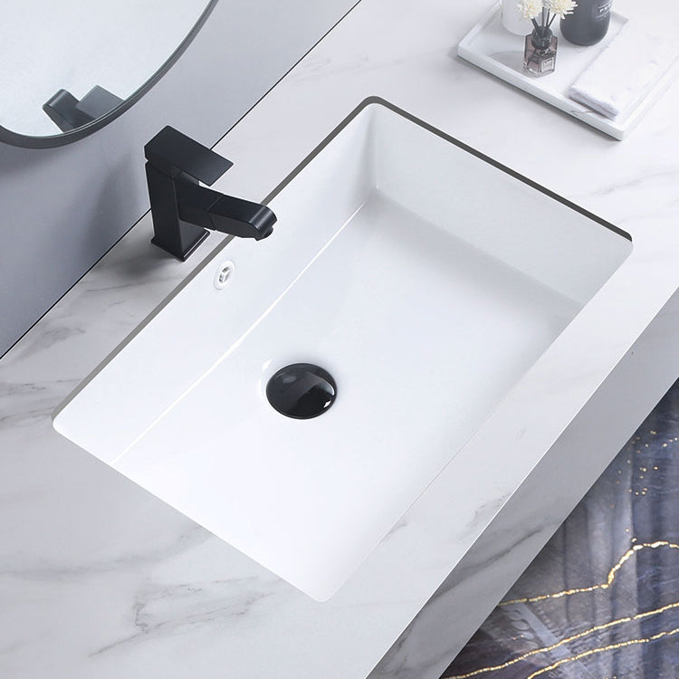 Modern Bathroom Sink Pop-Up Drain Porcelain Rectangular Vessel Bathroom Sink