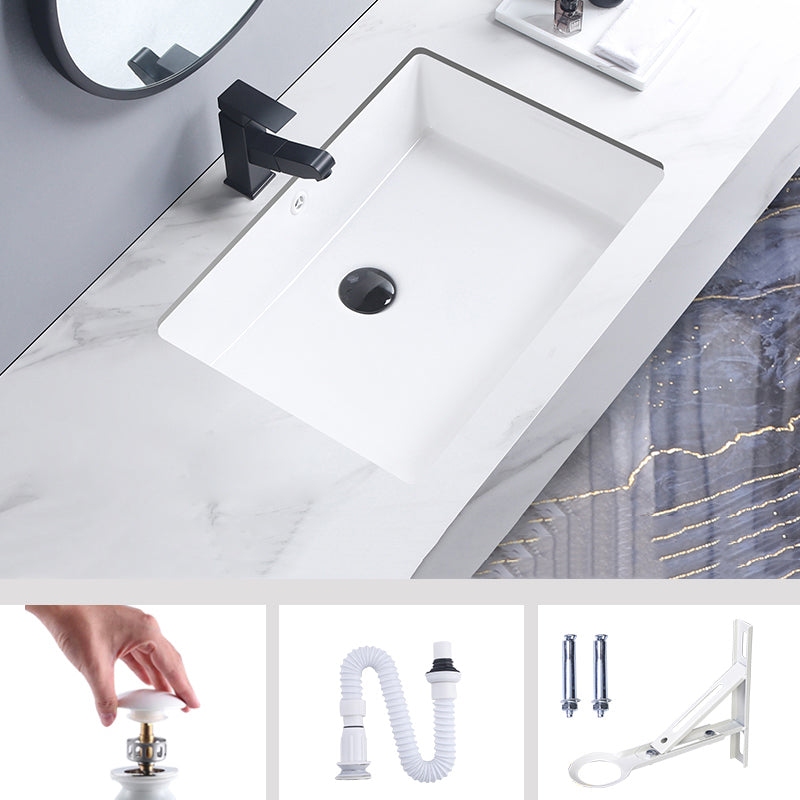 Modern Bathroom Sink Pop-Up Drain Porcelain Rectangular Vessel Bathroom Sink
