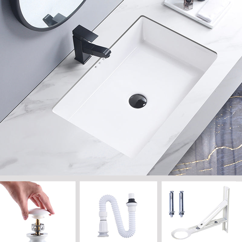 Modern Bathroom Sink Pop-Up Drain Porcelain Rectangular Vessel Bathroom Sink