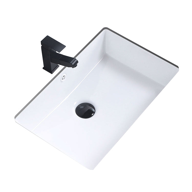 Modern Bathroom Sink Pop-Up Drain Porcelain Rectangular Vessel Bathroom Sink
