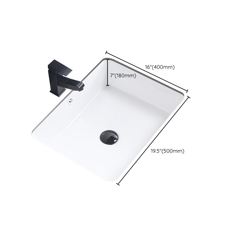 Modern Bathroom Sink Pop-Up Drain Porcelain Rectangular Vessel Bathroom Sink