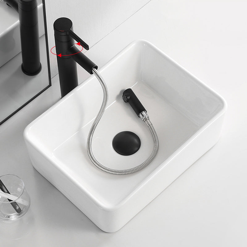 Contemporary Bathroom Sink Porcelain Solid Color Rectangular Vessel Bathroom Sink