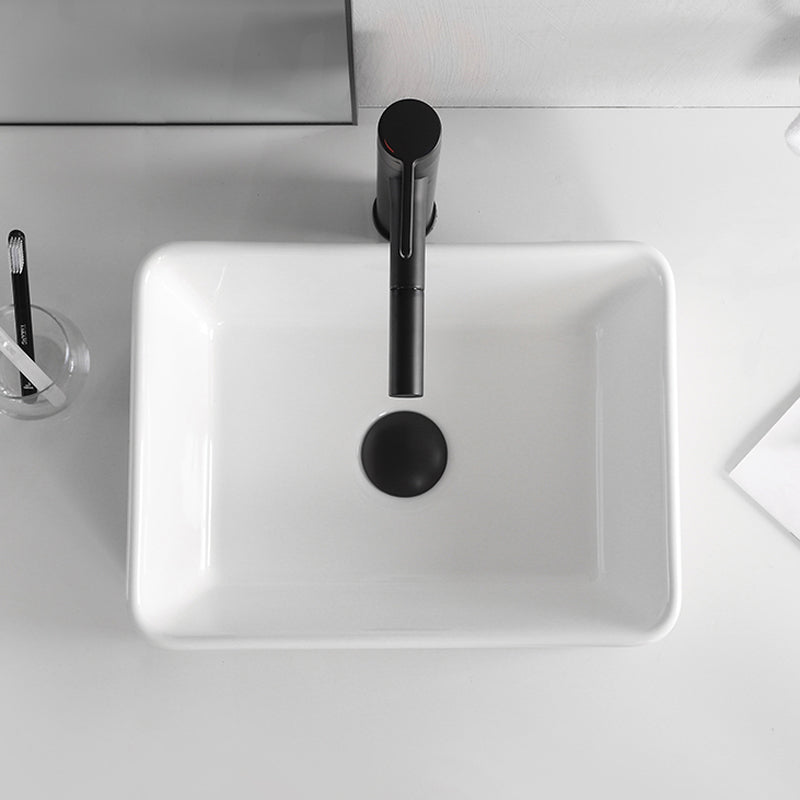 Contemporary Bathroom Sink Porcelain Solid Color Rectangular Vessel Bathroom Sink