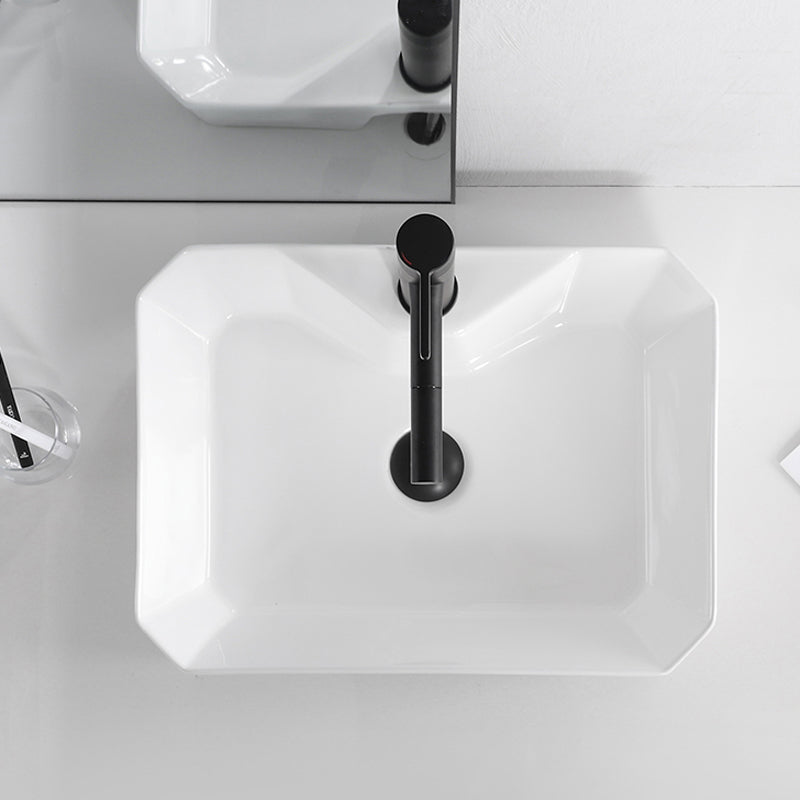 Contemporary Bathroom Sink Porcelain Solid Color Rectangular Vessel Bathroom Sink