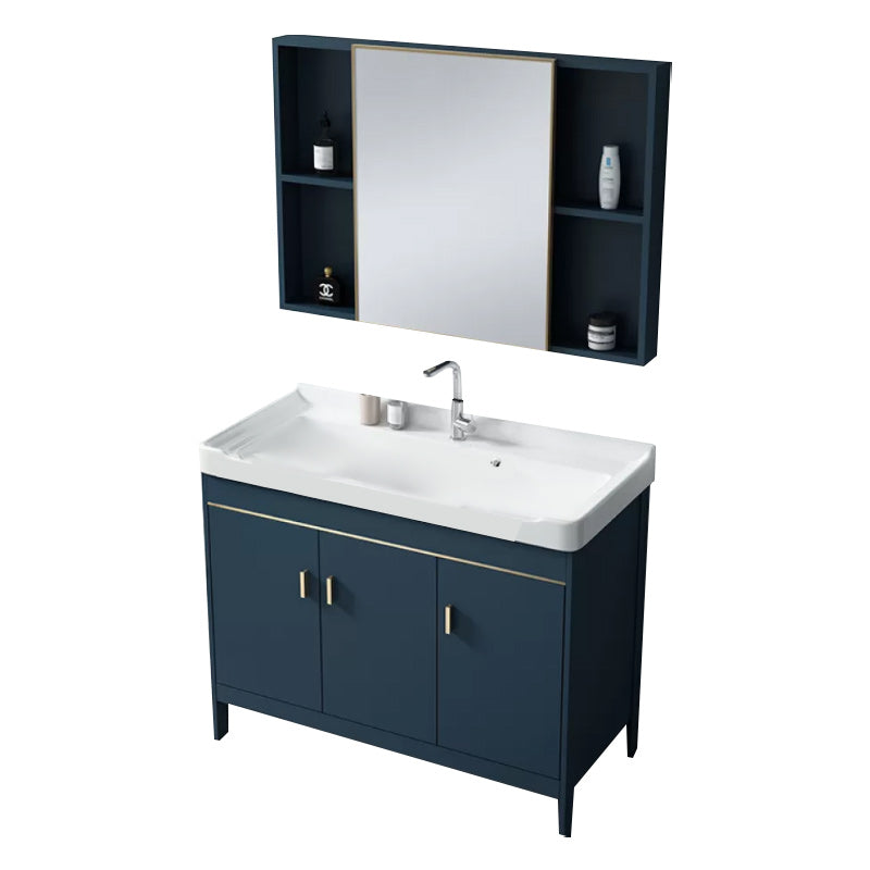 Glam Bathroom Vanity Set Ceramic Top Standalone Cabinet and Faucet Sink Vanity