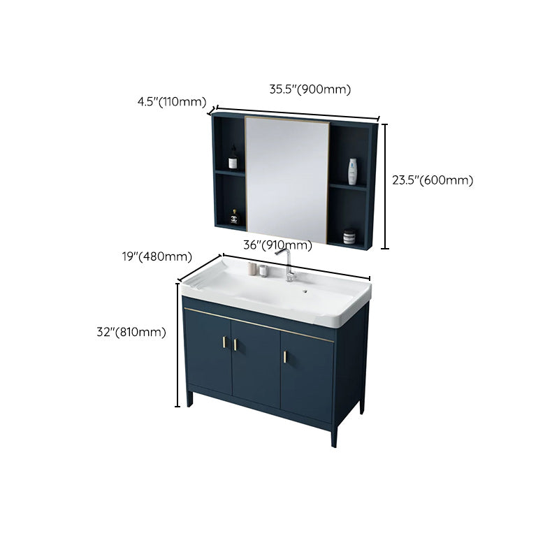 Glam Bathroom Vanity Set Ceramic Top Standalone Cabinet and Faucet Sink Vanity