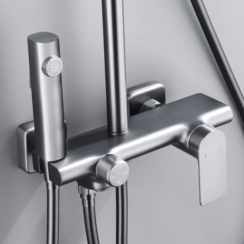 Wall Mounted Modern Square Metal Shower Adjustable Shower Head Shower Faucet