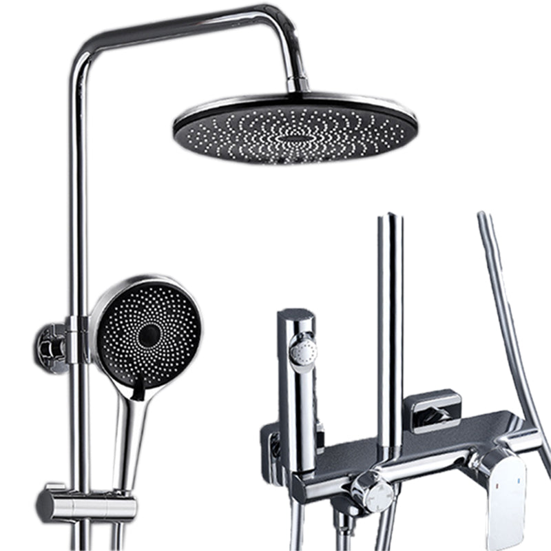 Wall Mounted Modern Square Metal Shower Adjustable Shower Head Shower Faucet