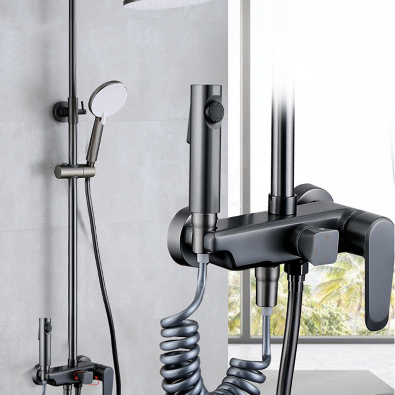 Wall Mounted Modern Square Metal Shower Adjustable Shower Head Shower Faucet