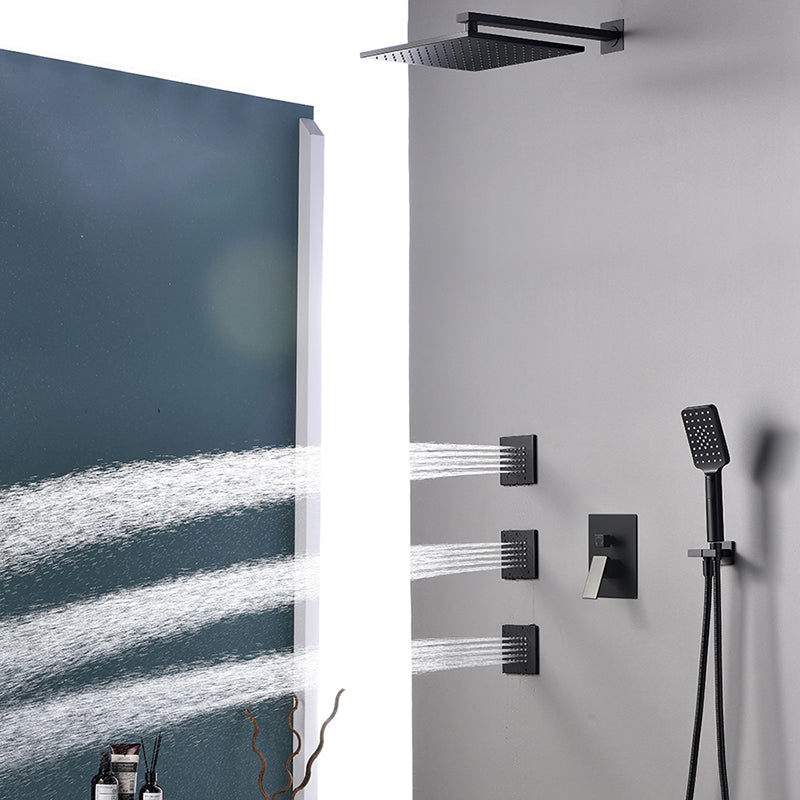 Square Black Spot Resist Shower Faucet Shower Arm Shower with Handheld Shower Head