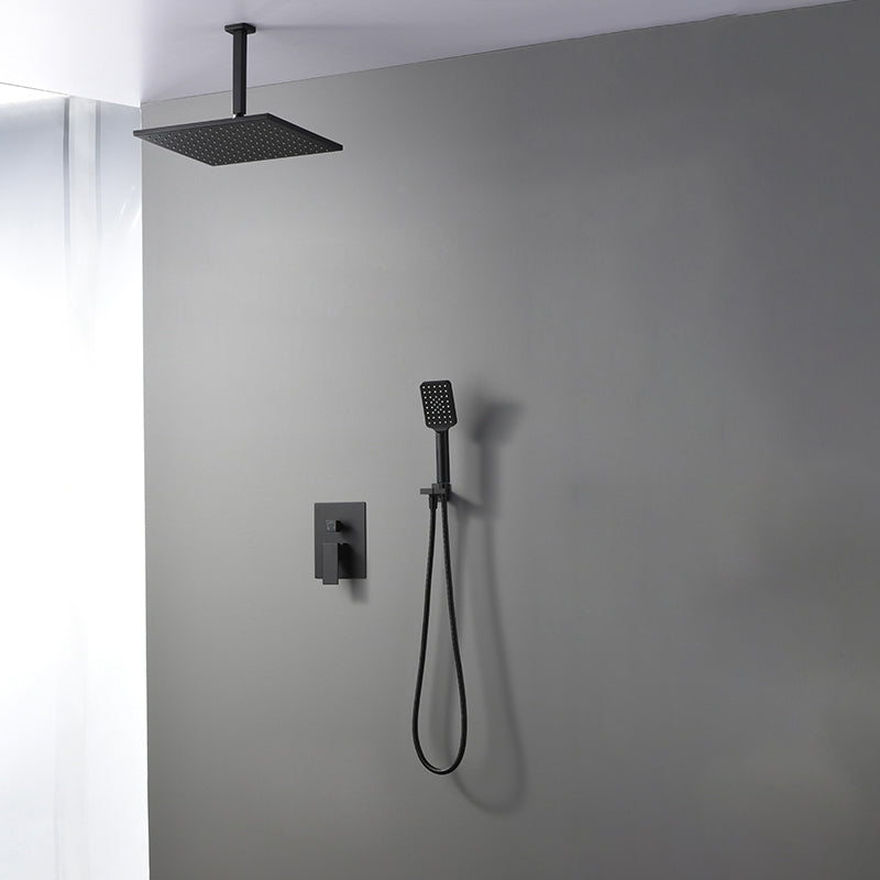 Square Black Spot Resist Shower Faucet Shower Arm Shower with Handheld Shower Head