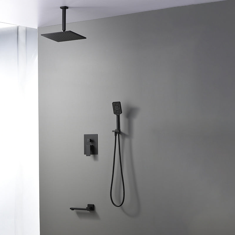 Square Black Spot Resist Shower Faucet Shower Arm Shower with Handheld Shower Head