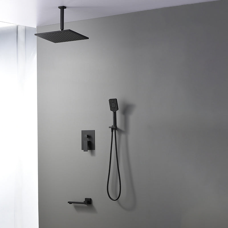Square Black Spot Resist Shower Faucet Shower Arm Shower with Handheld Shower Head