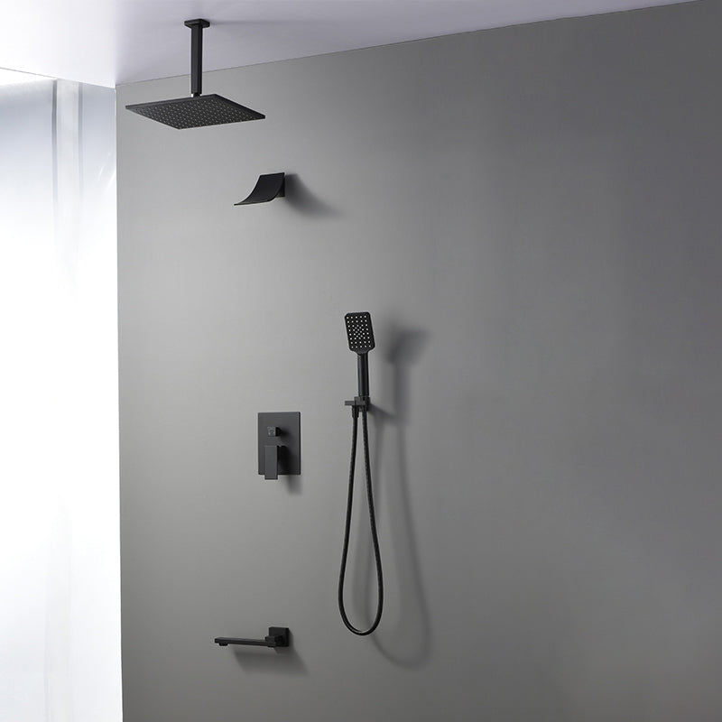 Square Black Spot Resist Shower Faucet Shower Arm Shower with Handheld Shower Head