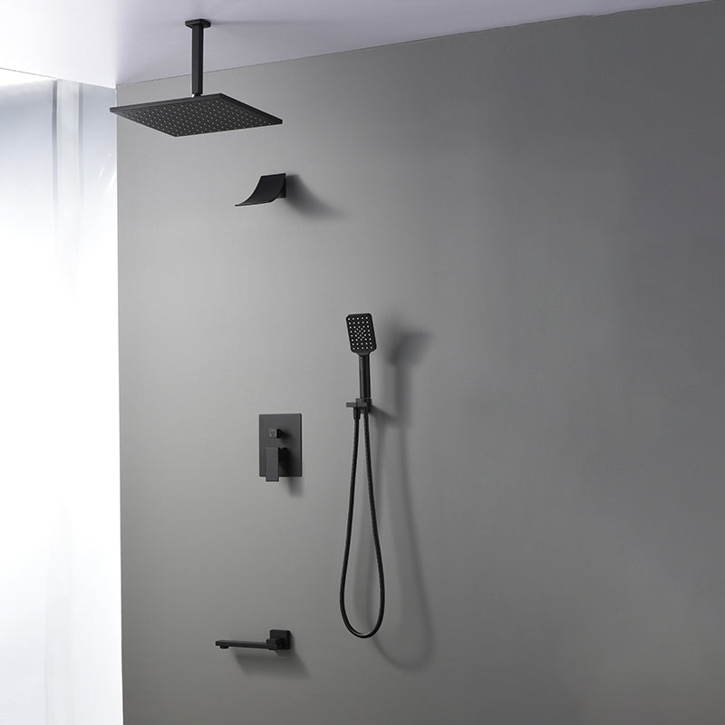 Square Black Spot Resist Shower Faucet Shower Arm Shower with Handheld Shower Head