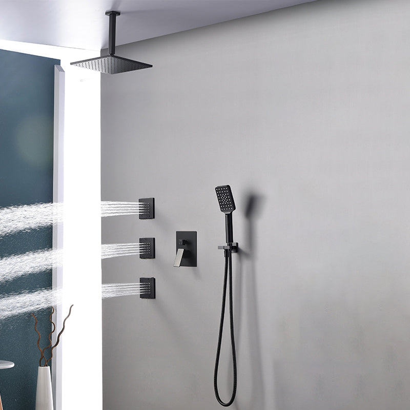 Square Black Spot Resist Shower Faucet Shower Arm Shower with Handheld Shower Head