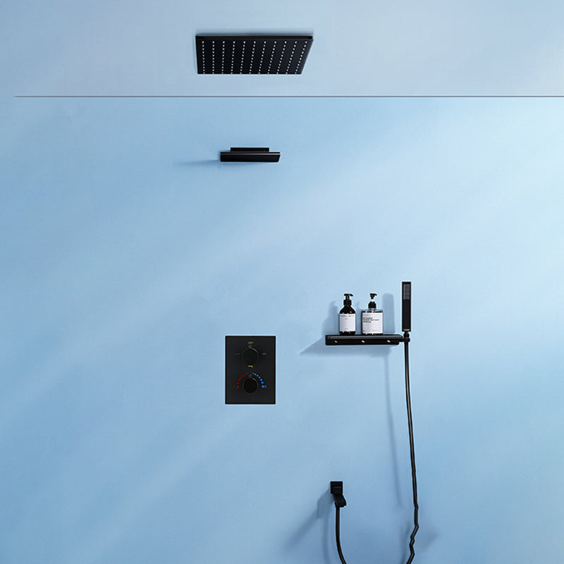 Modern Shower Faucet Adjustable Water Flow Rain Shower Head Shower System in Black
