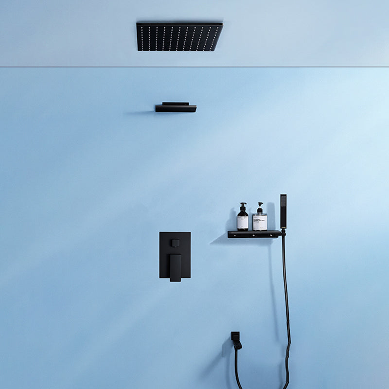 Modern Shower Faucet Adjustable Water Flow Rain Shower Head Shower System in Black