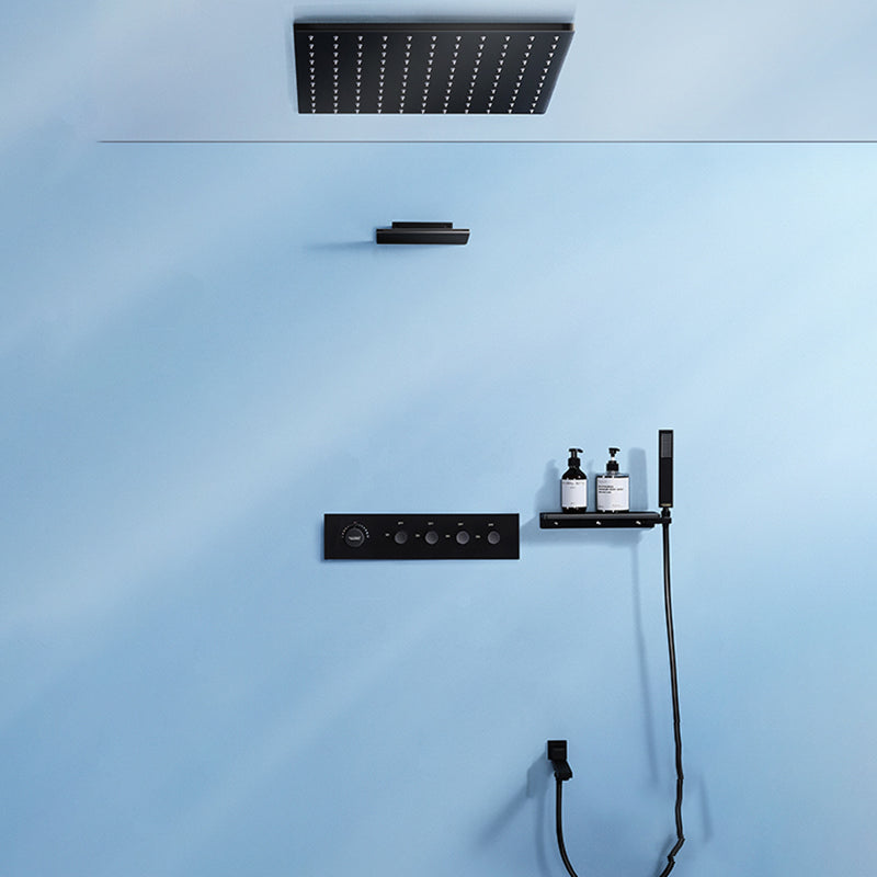 Modern Shower Faucet Adjustable Water Flow Rain Shower Head Shower System in Black