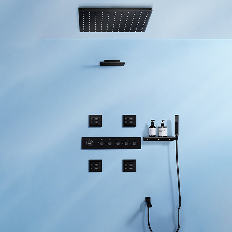 Modern Shower Faucet Adjustable Water Flow Rain Shower Head Shower System in Black