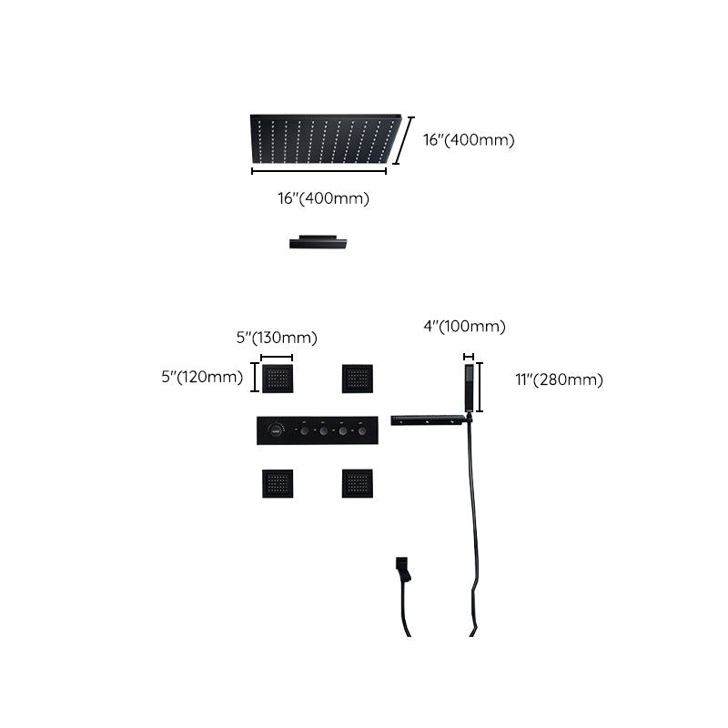 Modern Shower Faucet Adjustable Water Flow Rain Shower Head Shower System in Black