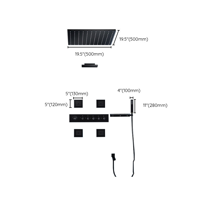 Modern Shower Faucet Adjustable Water Flow Rain Shower Head Shower System in Black
