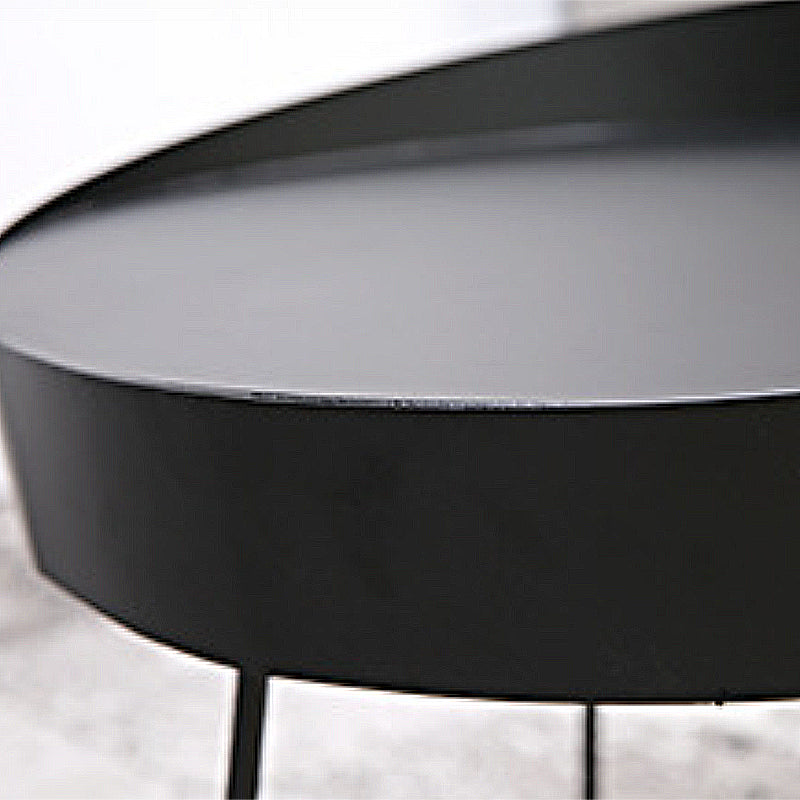 Mid Century Iron Round Coffee Table 2 Pieces Tray Top Cocktail Table Set