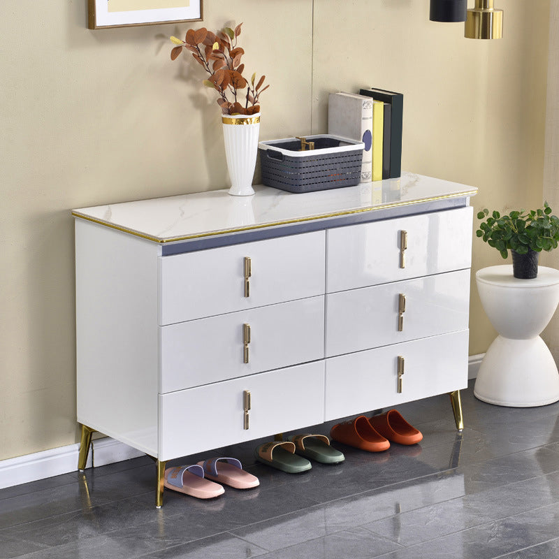 Stone Glam Storage Chest Bedroom Chest in White with Drawers