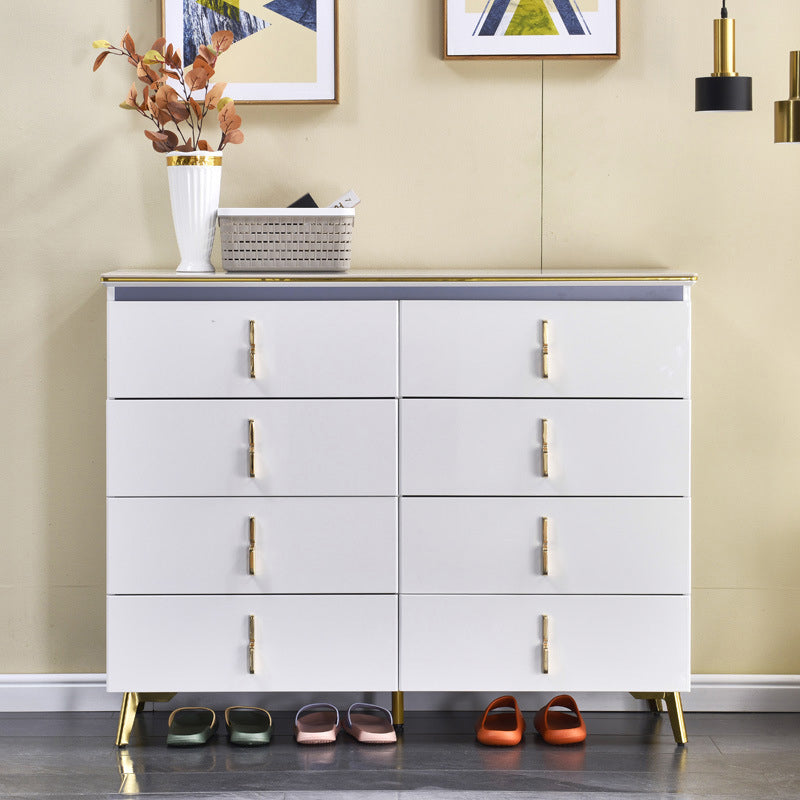 Stone Glam Storage Chest Bedroom Chest in White with Drawers