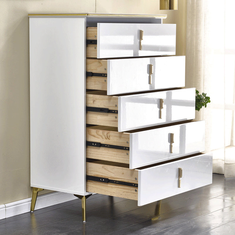 Stone Glam Storage Chest Bedroom Chest in White with Drawers