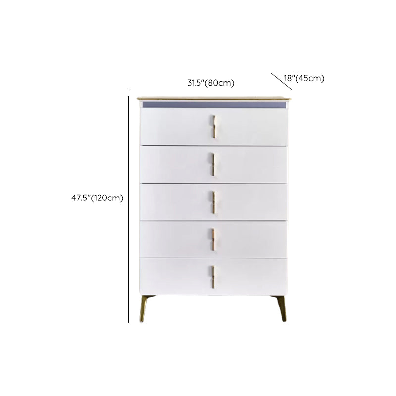 Stone Glam Storage Chest Bedroom Chest in White with Drawers