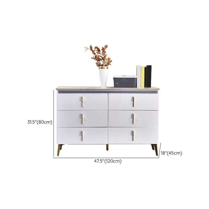Stone Glam Storage Chest Bedroom Chest in White with Drawers