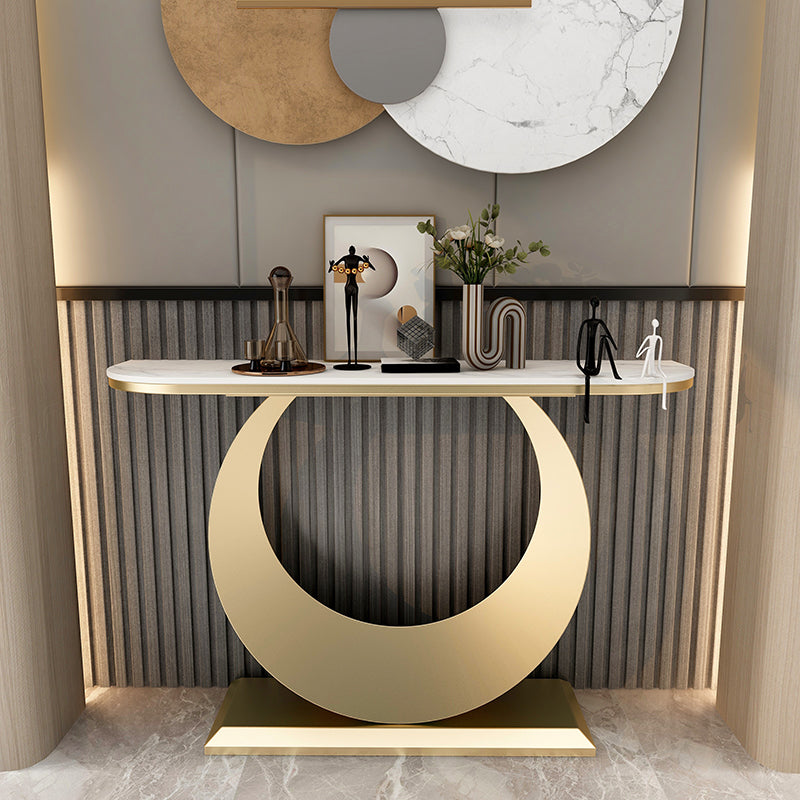31.5" Tall Stone Accent Table Modern Stain Resistant Console Table