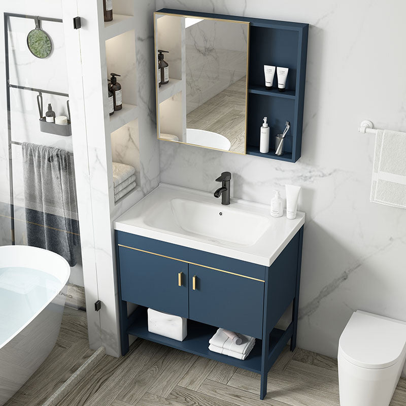 Glam Sink Vanity Stainless Steel Standalone Cabinet and Shelving Included Vanity Set