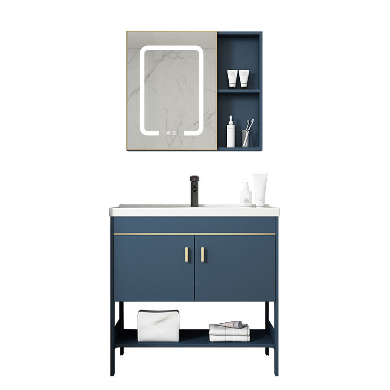 Glam Sink Vanity Stainless Steel Standalone Cabinet and Shelving Included Vanity Set