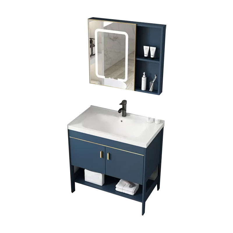 Glam Sink Vanity Stainless Steel Standalone Cabinet and Shelving Included Vanity Set