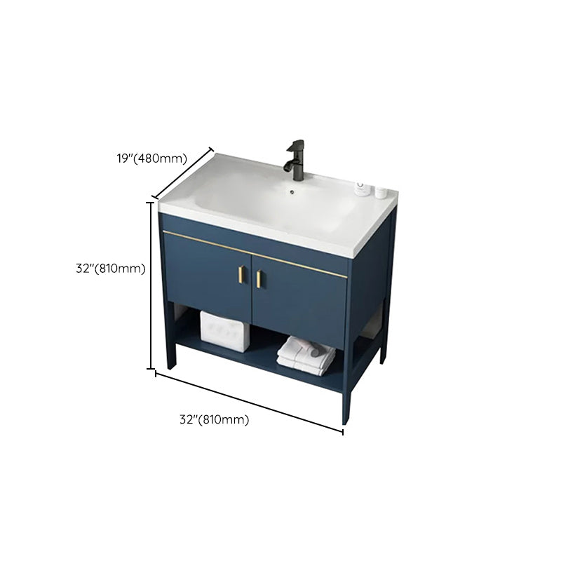 Glam Sink Vanity Stainless Steel Standalone Cabinet and Shelving Included Vanity Set