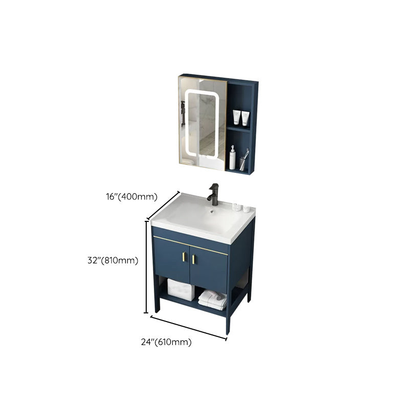 Glam Sink Vanity Stainless Steel Standalone Cabinet and Shelving Included Vanity Set