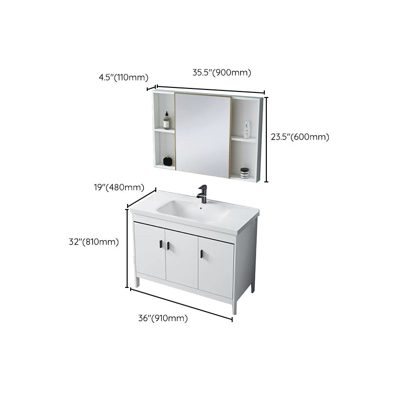 Modern Sink Vanity Wood with Mirror Faucet and Standalone Cabinet Sink Floor Cabinet