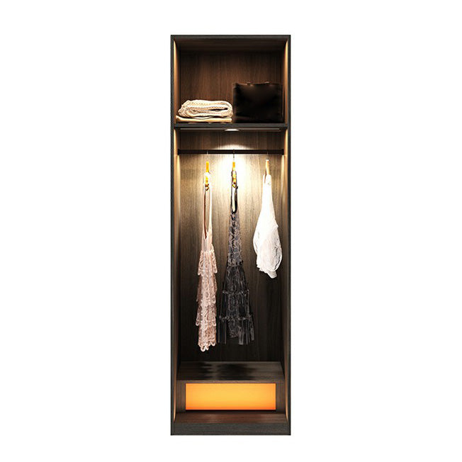 Black Wood Wardrobe with Glass Doors Modern Interior Storage Cabinet