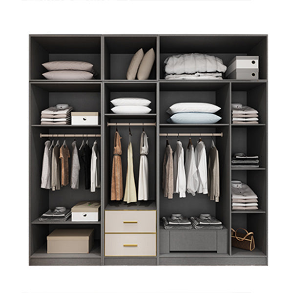 Contemporary Wardrobe Closet with Shelves Engineered Wood Wardrobe Armoire