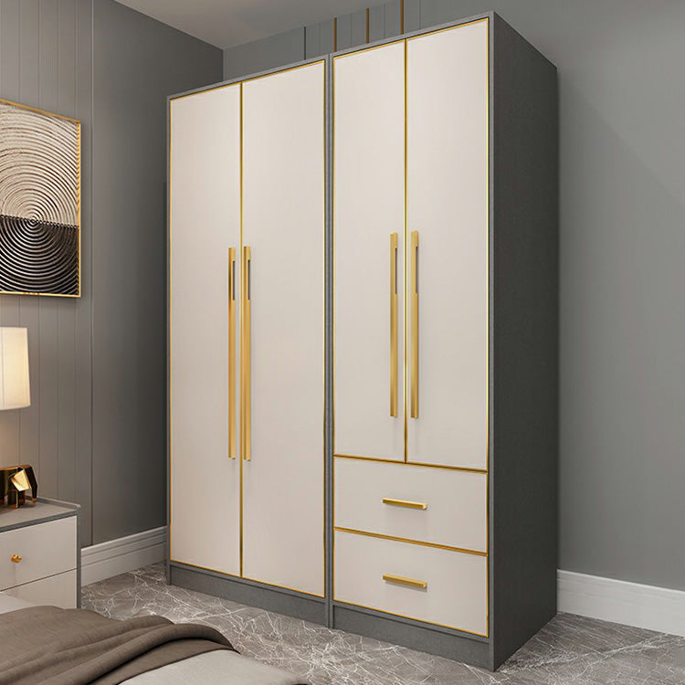 Contemporary Wardrobe Closet with Shelves Engineered Wood Wardrobe Armoire