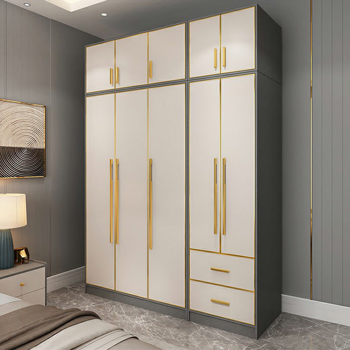 Contemporary Wardrobe Closet with Shelves Engineered Wood Wardrobe Armoire