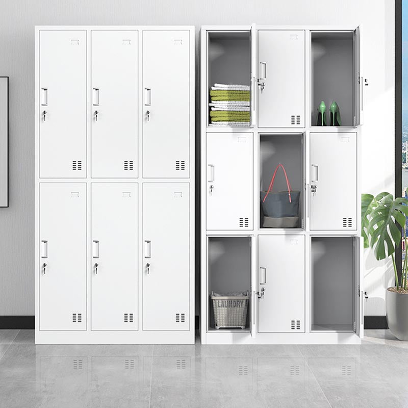 White Steel Cabinet with Hinged Doors Modern Storage Cabinet
